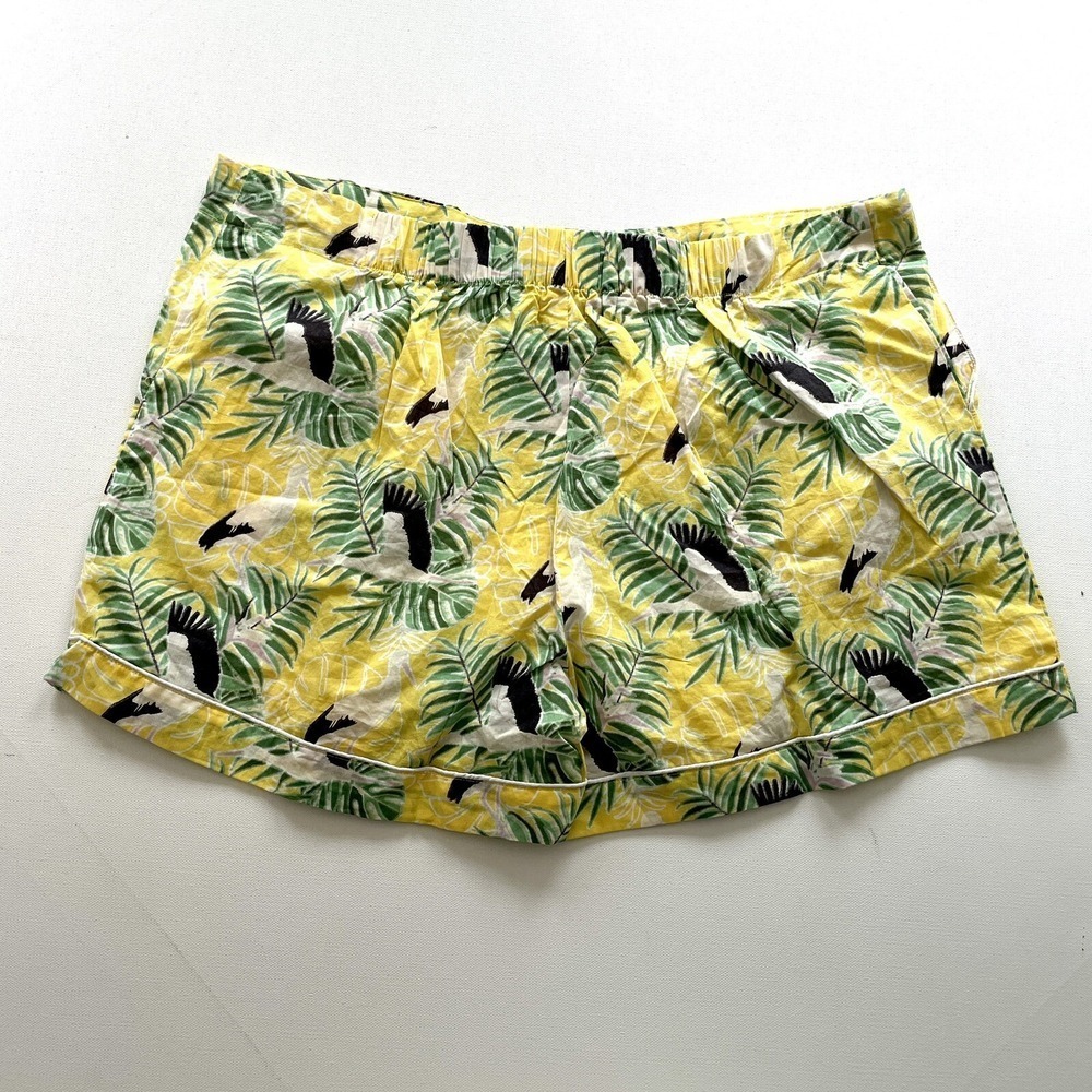Mahogany Pelican Shorts Women's Large Yellow Tropical Toucan Drawstring NWT - Picture 7 of 8